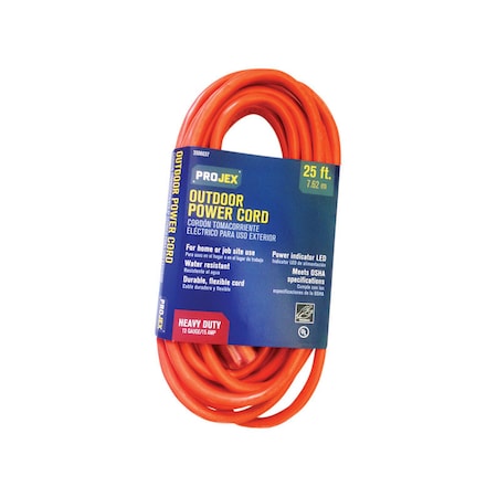 Projex Indoor or Outdoor 25 ft. L Orange Extension Cord 12/3 SJTW OU123JTW025OGP
